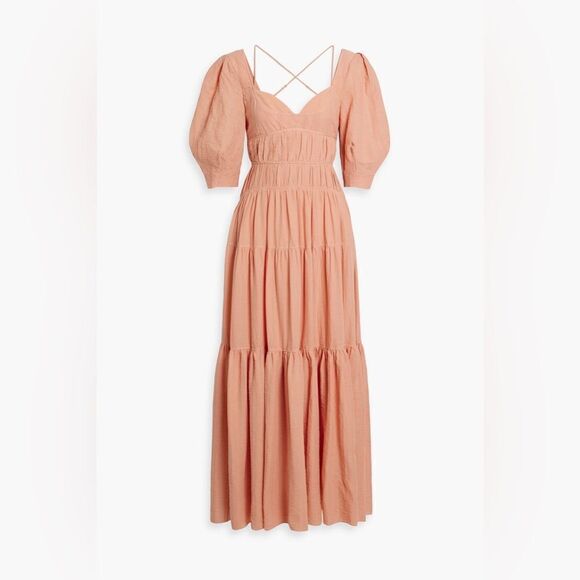 JONATHAN SIMKHAI WILDER ORANGE COTTON-JACQUARD MAXI DRESS IN SORBET - Picture 2 of 3